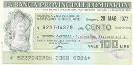 MINIASSEGNO BANCA PROV LOMBARDA 100 L. IMPRESA CASTELLI (A270---FDS - [10] Cheques Y Mini-cheques