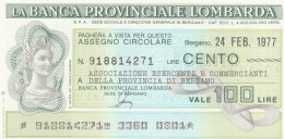 MINIASSEGNO BANCA PROV LOMBARDA 100 L. ASS COMM BG (A266---FDS - [10] Cheques En Mini-cheques