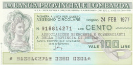 MINIASSEGNO BANCA PROV LOMBARDA 100 L. ASS COMM BG (A266---FDS - [10] Assegni E Miniassegni