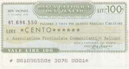 MINIASSEGNO BANCA CATTOLICA VENETO 100 L. ASS COMM BL (A231---FDS - [10] Cheques En Mini-cheques