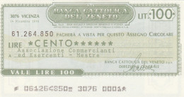 MINIASSEGNO BANCA CATTOLICA VENETO 100 L. ASS COMM MESTRE (A229---FDS - [10] Cheques Y Mini-cheques