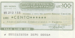 MINIASSEGNO BANCA CATTOLICA VENETO 100 L. ASS COMM PD (A218---FDS - [10] Chèques