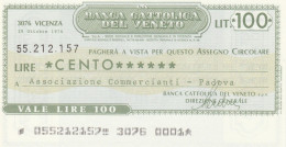 MINIASSEGNO BANCA CATTOLICA VENETO 100 L. ASS COMM PD (A219---FDS - [10] Scheck Und Mini-Scheck