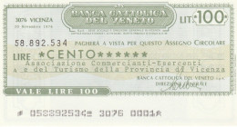 MINIASSEGNO BANCA CATTOLICA VENETO 100 L. ASS COMM VI (A227---FDS - [10] Scheck Und Mini-Scheck