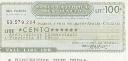 MINIASSEGNO BANCA CATTOLICA VENETO 100 L. UN COMM UD (A213---FDS - [10] Cheques Y Mini-cheques