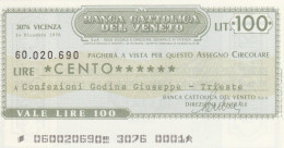 MINIASSEGNO BANCA CATTOLICA VENETO 100 L. CONFEZIONI GODINA (A215---FDS - [10] Scheck Und Mini-Scheck