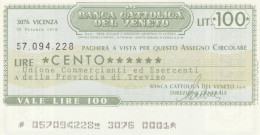 MINIASSEGNO BANCA CATTOLICA VENETO 100 L. ASS COMM TV (A201---FDS - [10] Checks And Mini-checks