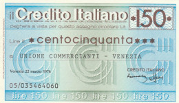 MINIASSEGNO CREDITO ITALIANO 150 L. UN COMM VE (A156---FDS - [10] Assegni E Miniassegni