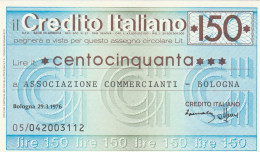 MINIASSEGNO CREDITO ITALIANO 150 L. ASS COMM BO (A150---FDS - [10] Assegni E Miniassegni