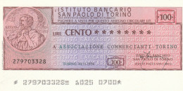 MINIASSEGNO SAN PAOLO TORINO 100 L. ASS COMM TO (A117---FDS - [10] Cheques En Mini-cheques