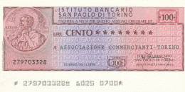 MINIASSEGNO SAN PAOLO TORINO 100 L. ASS COMM TO (A117---FDS - [10] Cheques Y Mini-cheques