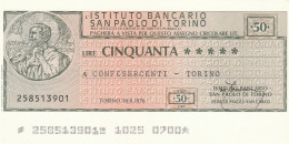 MINIASSEGNO SAN PAOLO TORINO 50 L. CONFES TO (A124---FDS - [10] Cheques Y Mini-cheques