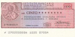 MINIASSEGNO SAN PAOLO TORINO 100 L. FED IT OTTICI (A112---FDS - [10] Chèques