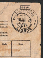 Telegram/ Telegrama - Lisboa > Lisboa -|- Postmark - TELEGRAFOS. Lisboa. 1948 - Brieven En Documenten