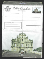 Stationery Aerogram Of Ruins São Paulo Church, Macau. Architecture. Macau Religious Churches. Church Santo António. Rare - Postal Stationery