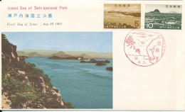 Japan FDC 20-8-1963 Innland Sea Of Seto National Park Complete Set Of 2 With Cachet - FDC