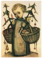 ILLUSTRATION, M.I. HUMMEL, BEARING CHRISTMAS GIFTS, NR. 62.1442, CHILD, SIGNED, POSTCARD - Hummel