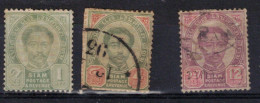 SIAM       N°  7 - 10 -12 (o)   +   32 Type I  * Avec Charnière  + 56 (o) - Siam