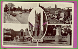 CP DERBY ENGLAND  - Multivue Cathedrale Market Place Corn Market Exeter Bridge - Derbyshire