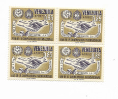 VENEZUELA 1965 YEAR OF INTERNATIONAL COOPERATION HANDS PEACE AND PROGRESS BLOCK - Venezuela