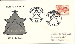 Greenland Cover Single Franked Nanortalik 4-8-1972 Special Postmark Nanortalik 175 Years Anniversary - Covers & Documents