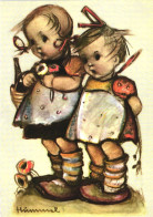 ILLUSTRATION, M.I. HUMMEL, MANY HAPPY RETURNS, NR. 208, CHILDREN, BASKET, SIGNED, POSTCARD - Hummel