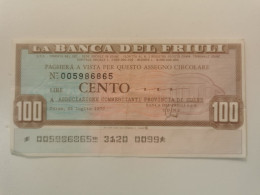 Italie, 100 Lire Banca Del Friuli - Other & Unclassified