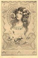 Jugendstil * CPA Illustrateur Art Nouveau * Femme Et Fleurs * Au Dos Publicité Journal LE MATIN - Before 1900