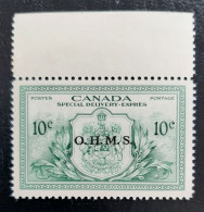 Canada 1950 MNH Sc E 01** 10c Special Delivery OHMS - Nuevos