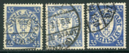 DANZIG 1925-31 Arms Definitive 35 Pf. All Three Shades, Used.. Michel Spez.  215a,b,c  €15.80 - Oblitérés