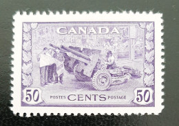 Canada 1942 MH Sc 261* 50c War Issue, Artillery - Unused Stamps