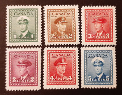 Canada 1942-1943 MH Sc 249*-252* And 254*-255* 1-5c War Issue King George VI - Neufs