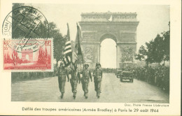 Guerre 40 Libération CP Défilé Troupes Américaines 29 8 44 YT N°403 Arc Triomphe Maximum CAD Musée Carnavalet 11 11 44 - Guerra De 1939-45