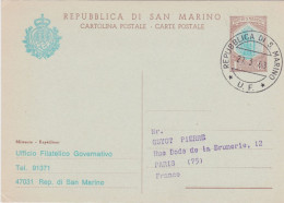 SAINT MARIN - ENTIER POSTAL OBL USED - Postwaardestukken