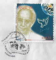 Brazil 2001 Cover Commemorative Cancel National Day Of Mobilization For Life Sociologist Betinho Eye Map Of Rondônia - Covers & Documents