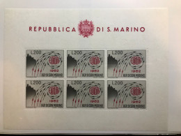 Europa CEPT 1962 San Marino ** MNH Sheetlet Kleinbogen BF - Neufs