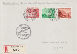 Liechtenstein Lettre Aviation Recommandée Triesenberg Pour La Suisse 1946 - Cartas & Documentos