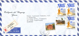 Greece Registered Air Mail Cover Sent To Denmark 28-3-1996 Topic Stamps (from The Embassy Of Uruguay Greece) - Briefe U. Dokumente