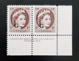 Canada 1955 MNH Sc O40** 1c Queen Elizabeth Wildling With G - Ongebruikt