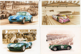 Lot Of 4 Art Cards Of JAGUAR At LE MANS  - Artiste:Francois Bruere - CPM - Le Mans