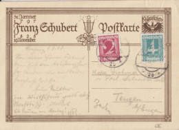 AUTRICHE - 1928 - FRANZ SCHUBERT ! - CARTE ENTIER ILLUSTREE (VOIR DOS) De BREGENZ => BADEN - Cartes Postales