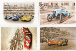 Lot Of 4 Art Cards Of FORD At LE MANS  - Artiste:Francois Bruere - CPM - Le Mans