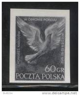 POLAND 1952 VIENNA AUSTRIA 12TH WORLD DEFENDERS OF PEACE CONGRESS BLACK PRINT NHM Dove Birds - Neufs