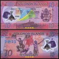 Solomon Islands 10 Dollars 2023, Polymer, Commemorative, X/23 Replacment, UNC - Solomonen