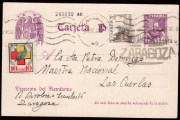 Zaragoza - Edi O EP 82+816+Auxilio Social - Entero Postal Mat "Zaragoza 19/1/39" - 1931-....