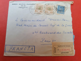 Paraguay - Enveloppe De La Mission Française Au Paraguay En Recommandé De Asuncion Pour Paris En 1938 - D 220 - Paraguay