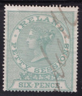 Ireland Petty Sessions 6d Green  (perf 15 1/2  )  No Watermark , Barefoot 4A , Good Used - Used Stamps