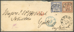 BADEN 19a,20a BRIEF, 1868, 6 Kr. Ultramarin Und 9 Kr. Rötlichbraun Auf Brief Von BADEN Nach England, Öffnungsmängel, Fei - Storia Postale