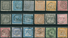 BADEN O, 1860/6, 18 Verschiedene Gestempelte Werte, U.a. Die Spitzenwerte 18 Kr. Und 30 Kr., Unterschiedliche Erhaltung, - Used