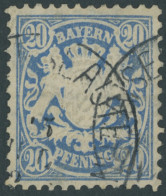 BAYERN 40b O, 1876, 20 Pf. Preußischblau, Pracht, Mi. 250.- - Gebraucht